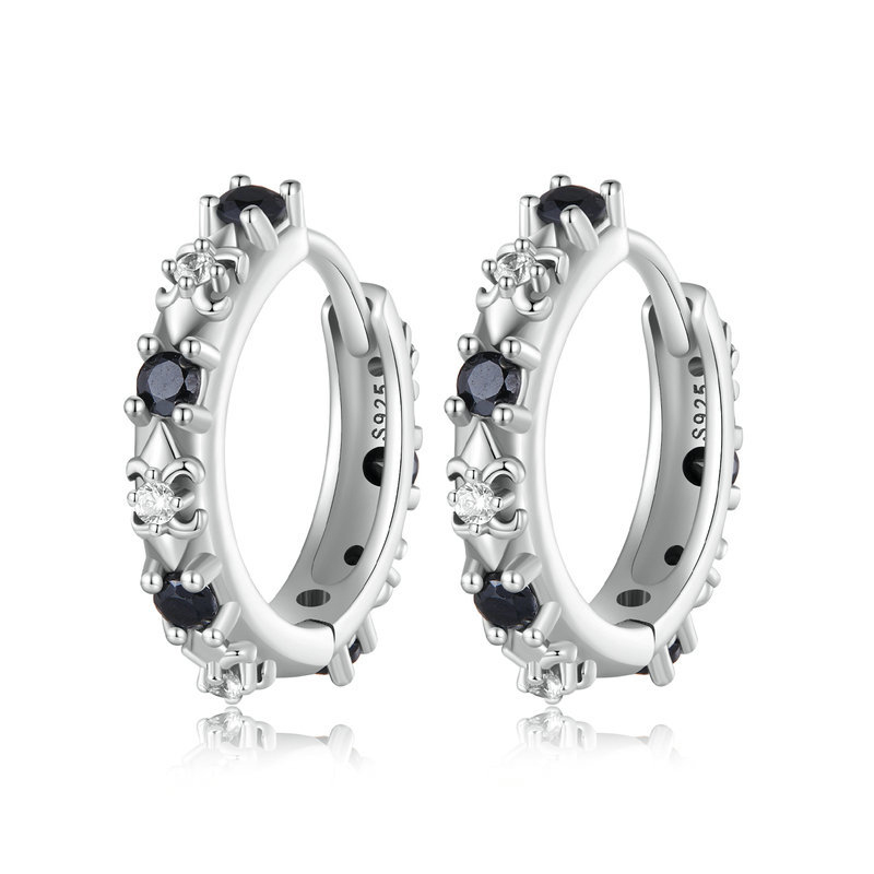 Sotiya Embossed Iris Hoop Earrings Sterling Silver-Sotiya
