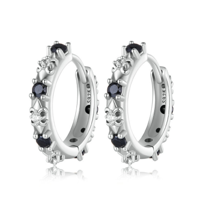 Sotiya Embossed Iris Hoop Earrings Sterling Silver-Sotiya