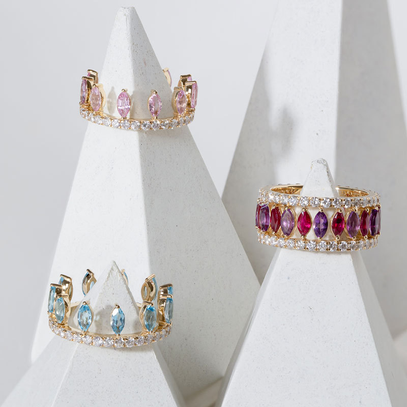 Sotiya 12 Birthstones Marquise Cut Mix and Match Stackable Eternity Ring Sterling Silver-Sotiya