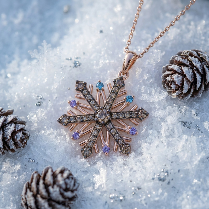 Sotiya Snowflake Design Coffee Necklace Sterling Silver-Sotiya