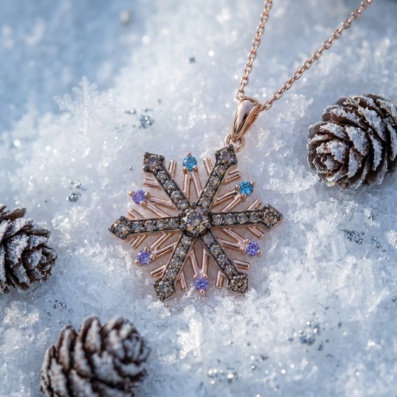 Sotiya Snowflake Design Coffee Necklace Sterling Silver-Sotiya