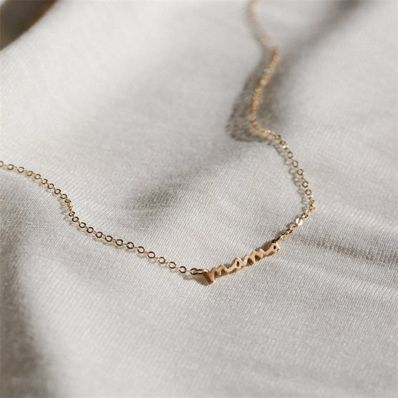 Sotiya Polished Letter Mama Necklace Sterling Silver-Sotiya