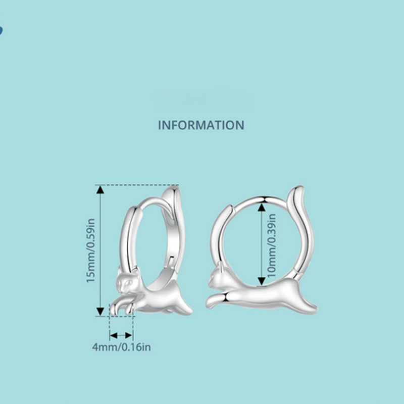Sotiya Cute Cat Hoop Earrings Sterling Silver-Sotiya