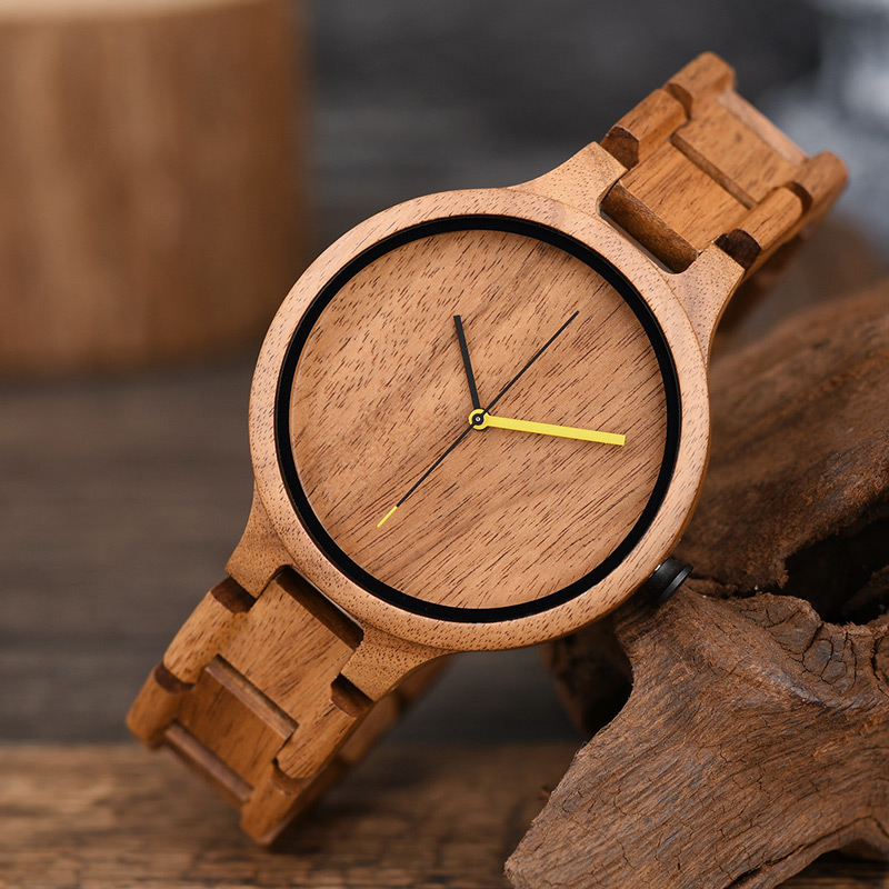 Sotiya Simple Quartz Coffee Wooden Watch without Scale-Sotiya