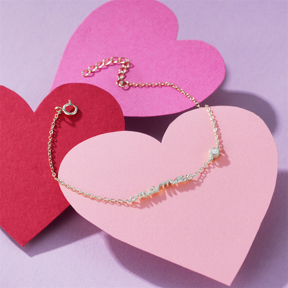 Sotiya Polished Letter Mama Bracelet Sterling Silver-Sotiya