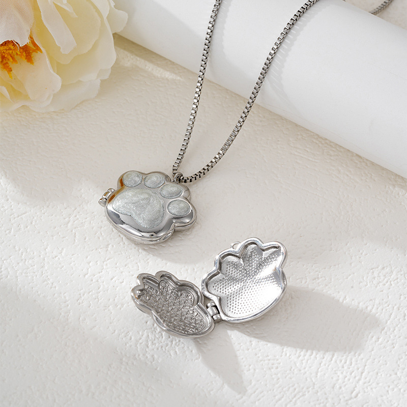 Sotiya Pet Cat Dog Puppy Paw Personalized Photo Locket Necklace-Sotiya