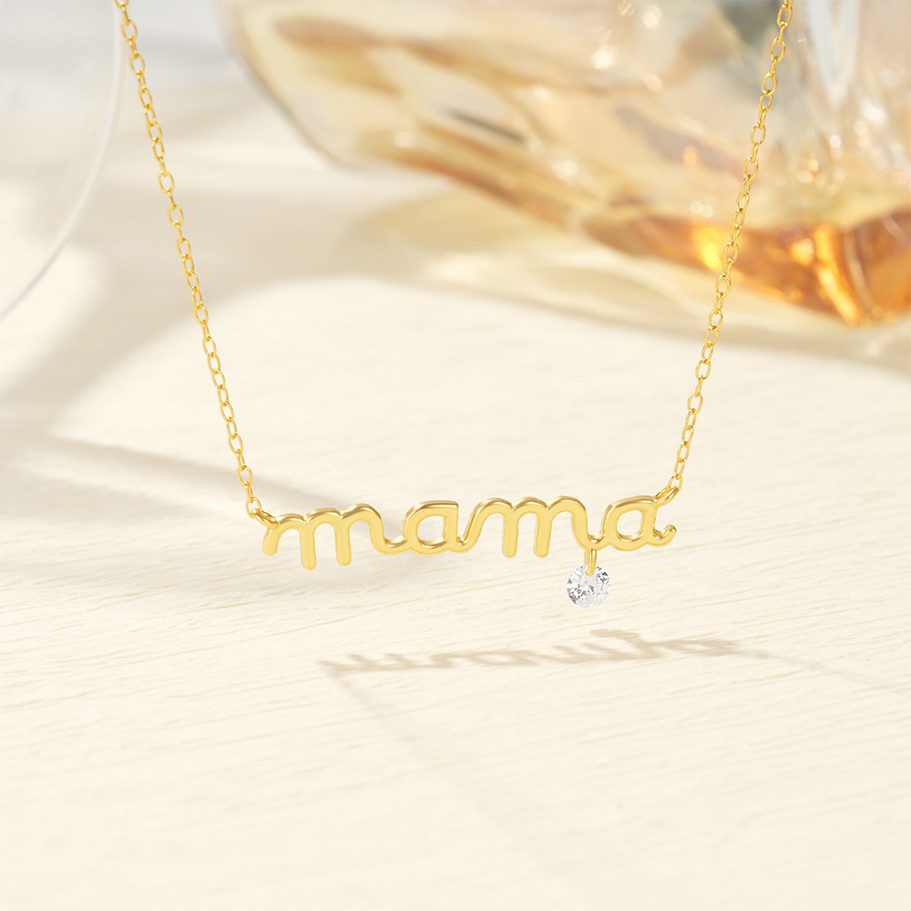 Sotiya Polished Letter Mama Necklace Sterling Silver-Sotiya