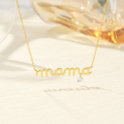 Sotiya Polished Letter Mama Necklace Sterling Silver-Sotiya