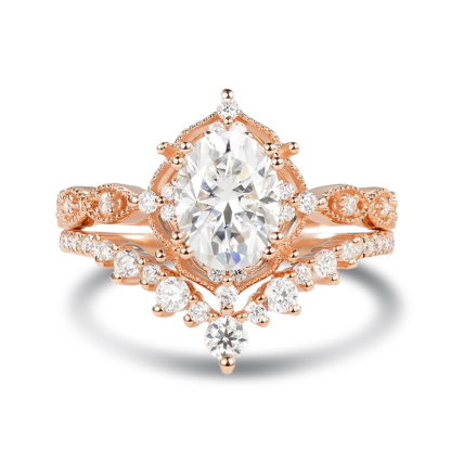 Sotiya Vintage Oval Cut Wedding Bridal Ring Set Sterling Silver-Sotiya