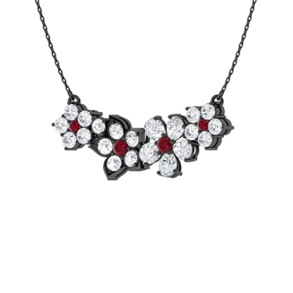 Sotiya Ruby Floral Design Necklace Sterling Silver-Sotiya