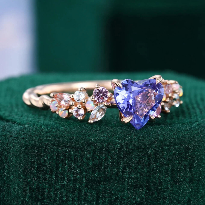 Sotiya Twisted Band Heart Cut Cluster Engagement Ring Sterling Silver-Sotiya