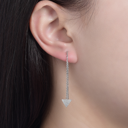 Sotiya Triangle Design Moissanite Threader Earrings Sterling Silver-Sotiya