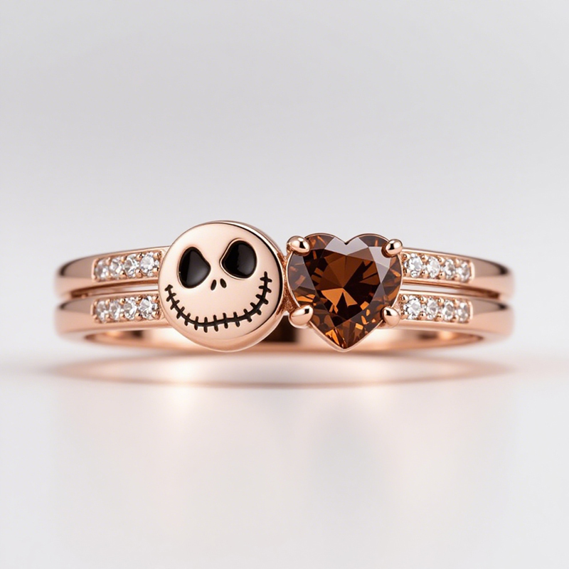 Sotiya Coffee Heart Cut Skull Inspired Cocktail Ring Sterling Silver-Sotiya