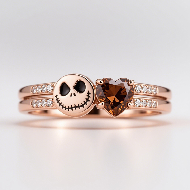 Sotiya Coffee Heart Cut Skull Inspired Cocktail Ring Sterling Silver-Sotiya