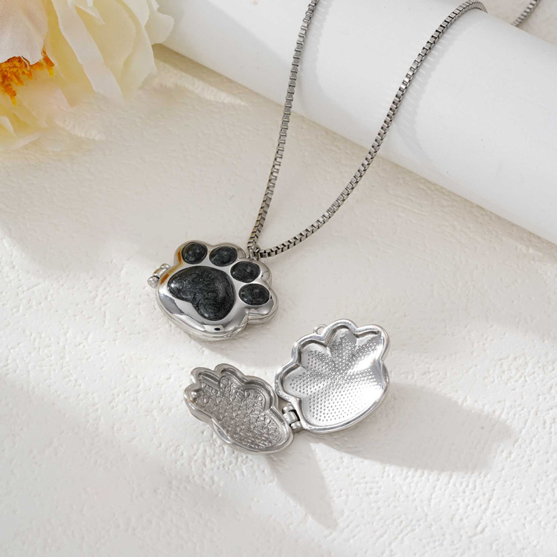 Sotiya Pet Cat Dog Puppy Paw Personalized Photo Locket Necklace-Sotiya