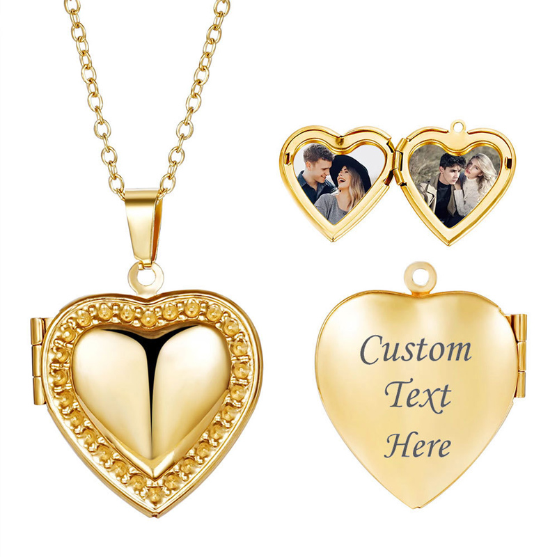 Sotiya Heart Shape Personalized Photo Locket Necklace Stainless Steel-Sotiya