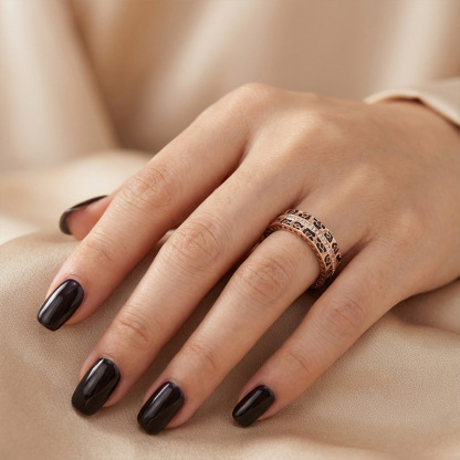 Sotiya Leopard Print Coffee Unisex Eternity Ring Sterling Silver-Sotiya