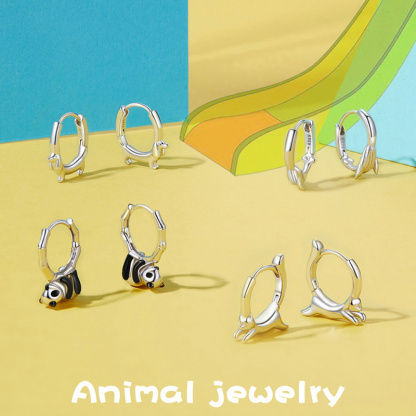 Sotiya Cute Panda Hoop Earrings Sterling Silver-Sotiya