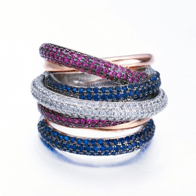 Sotiya Unique Intertwined Five-row Cocktail Ring-Sotiya