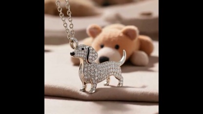 Sotiya Best Buds Dachshund Full Stone Round Cut Necklace Sterling Silver
