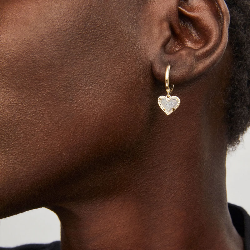 Sotiya White Heart 14K Gold Plated Drop Earrings-Sotiya