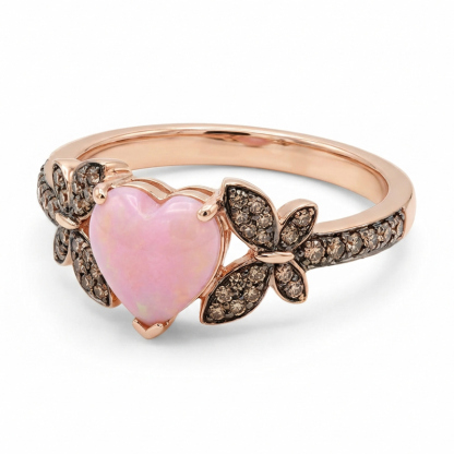 Sotiya Butterfly Heart Cut Pink Opal Coffee Engagement Ring Sterling Silver-Sotiya