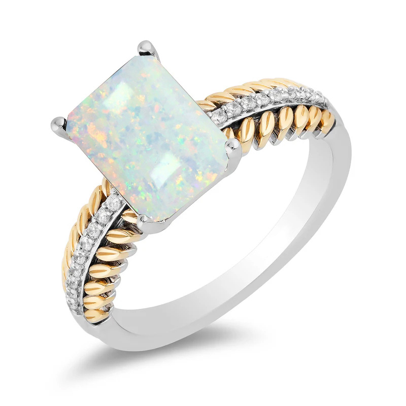 Sotiya Best Buds Feather Shank Radiant Cut Opal Engagement Ring Sterling Silver-Sotiya