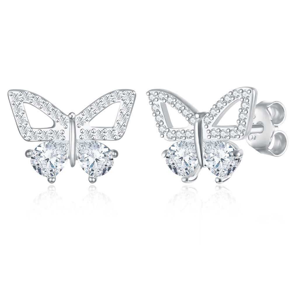 Sotiya Pear Cut Butterfly Animal Collection Stud Earrings Sterling Silver-Sotiya