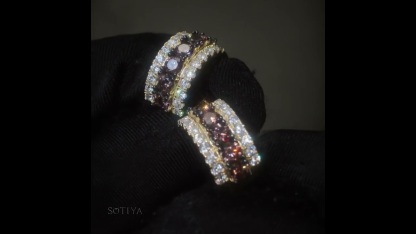 Sotiya Three-Row Round Cut Coffee Stud Earrings Sterling Silver