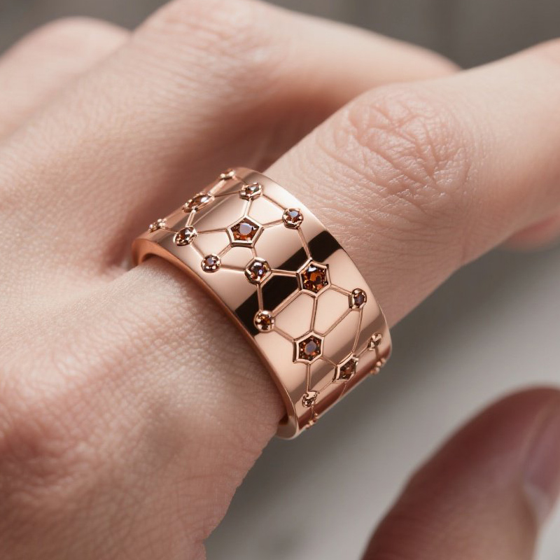 Sotiya Scattered Coffee Gemstone Men's Wedding Ring Cigar Band Sterling Silver-Sotiya