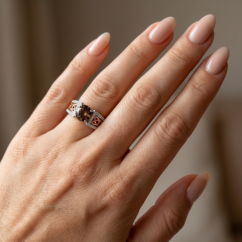 Sotiya Vintage Celtic Knot Round Cut Engagement Ring Sterling Silver