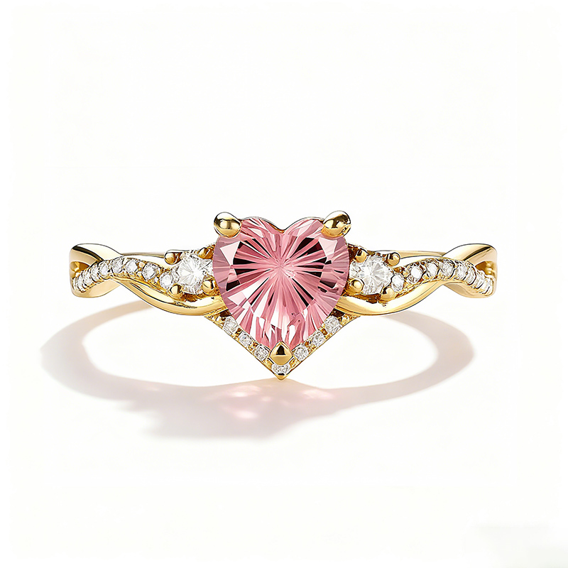 Sotiya Nature Inspired Twist Pink Heart Fantasy Starbrite Cut Engagement Ring Sterling Silver-Sotiya