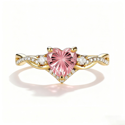 Sotiya Nature Inspired Twist Pink Heart Fantasy Starbrite Cut Engagement Ring Sterling Silver-Sotiya