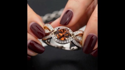 Sotiya Round Cut Crossover Coffee Enamel Engagement Ring Sterling Silver