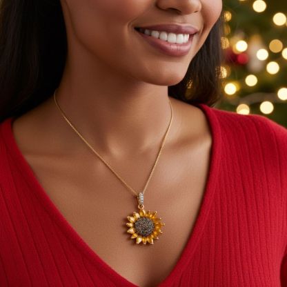 Sotiya Artist Collection Citrine and Coffee Sunflower Pendant Necklace Sterling Silver