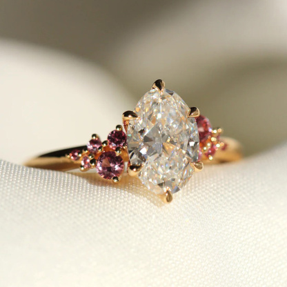 Sotiya Oval Cut Sidestones Petal Prongs Engagement Ring Sterling Silver-Sotiya