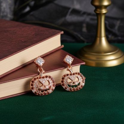 Sotiya Pumpkin Skull Inspired Coffee Drop Earrings Sterling Silver-Sotiya