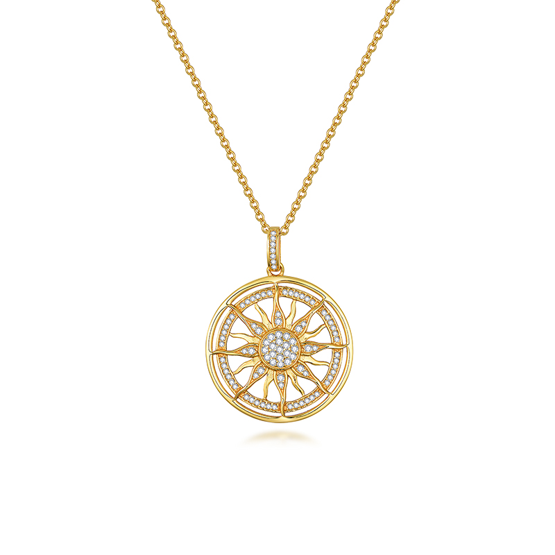 Sotiya Yellow Gold Tone Sun Moissanite Necklace Sterling Silver-Sotiya