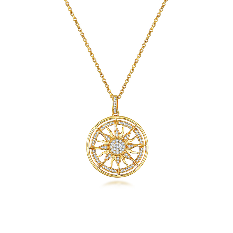 Sotiya Yellow Gold Tone Sun Moissanite Necklace Sterling Silver-Sotiya