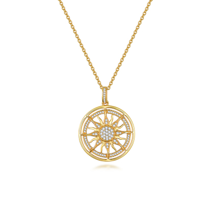 Sotiya Yellow Gold Tone Sun Moissanite Necklace Sterling Silver-Sotiya