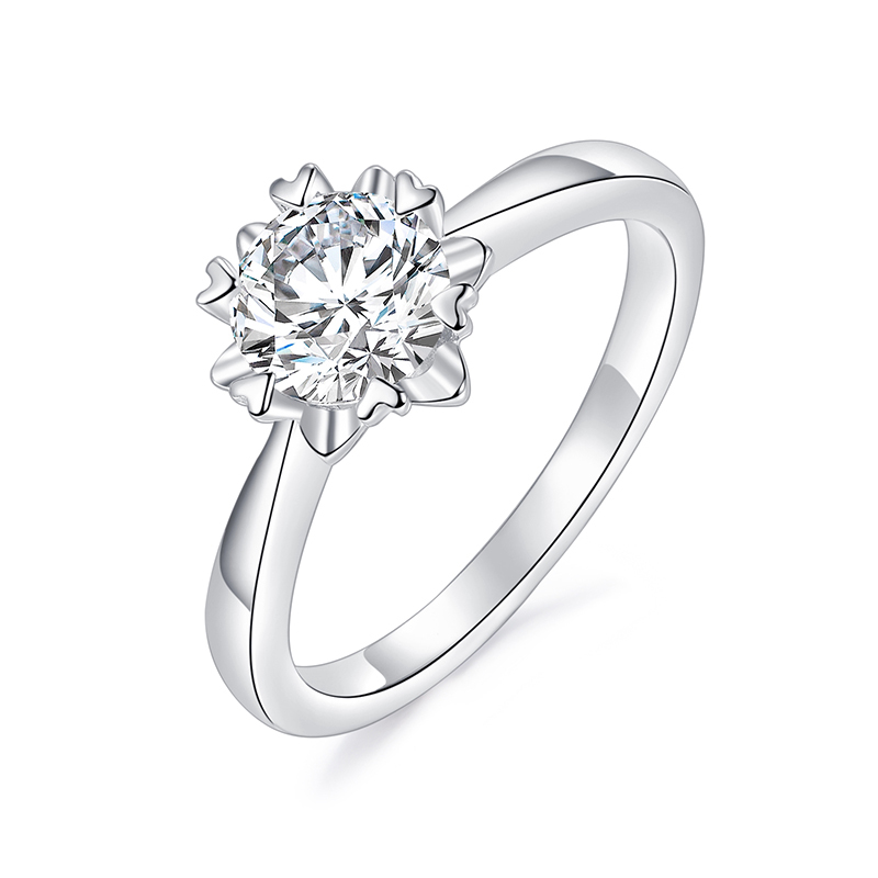 Sotiya Snowflake Round Cut Moissanite Engagement Ring Sterling Silver-Sotiya