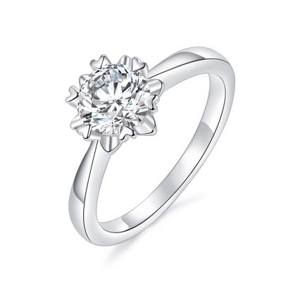 Sotiya Snowflake Round Cut Moissanite Engagement Ring Sterling Silver-Sotiya
