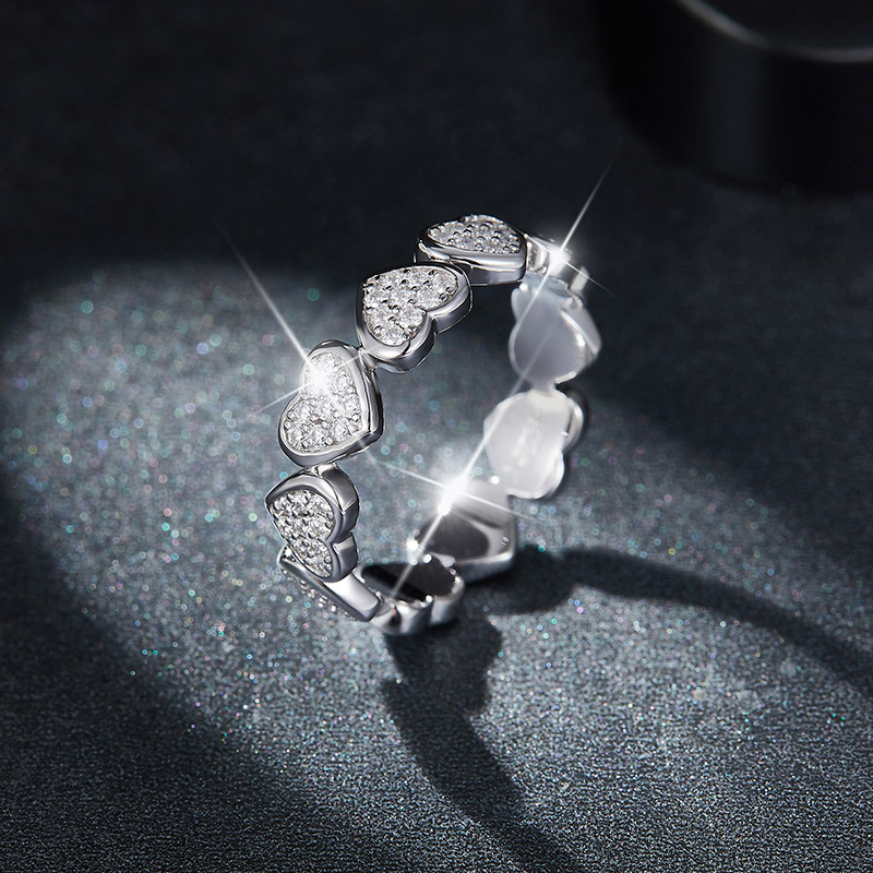 Sotiya Pave Heart Moissanite Eternity Ring Sterling Silver-Sotiya