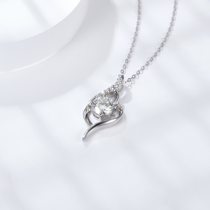 Sotiya Twist Round Cut Moissanite Necklace Sterling Silver-Sotiya