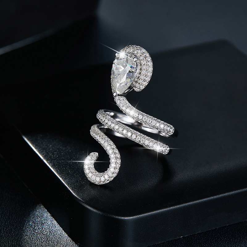 Sotiya Pear Cut Moissanite Surround Cocktail Ring Sterling Silver-Sotiya