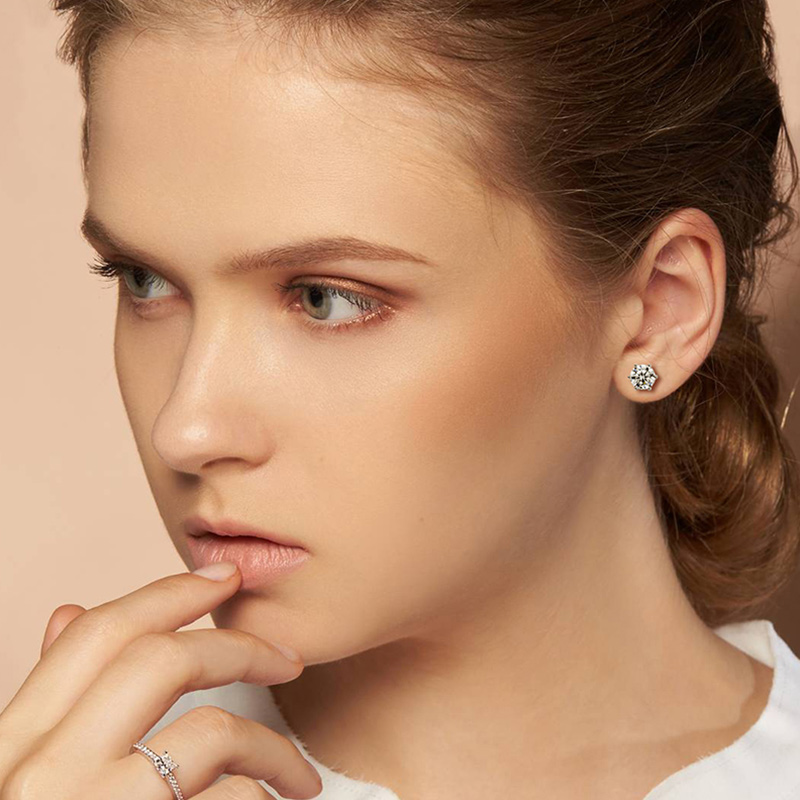 Sotiya Classic 6 Prong Solitaire Round Cut Moissanite Stud Earrings Sterling Silver-Sotiya