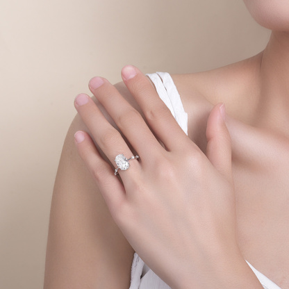 Sotiya Side Stones Oval Cut Moissanite Engagement Ring Sterling Silver-Sotiya