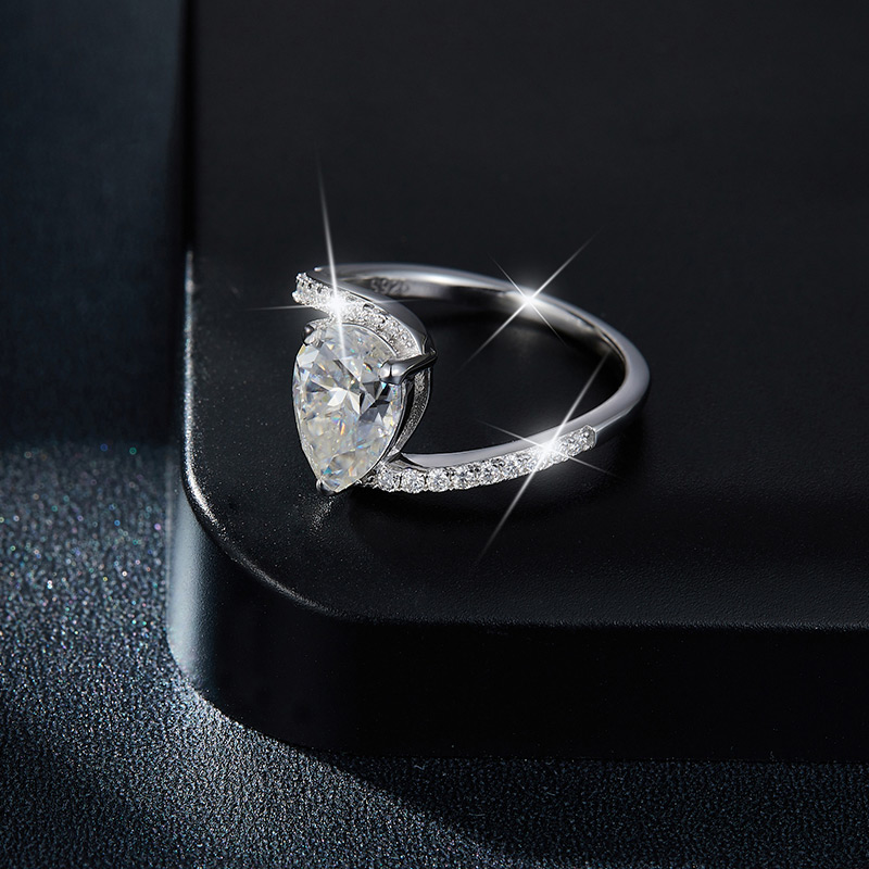 Sotiya Bypass Pear Cut Moissanite Engagement Ring Sterling Silver-Sotiya