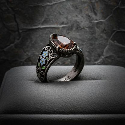 Sotiya Vintage Filigree Pear Cut Coffee Engagement Ring Sterling Silver-Sotiya