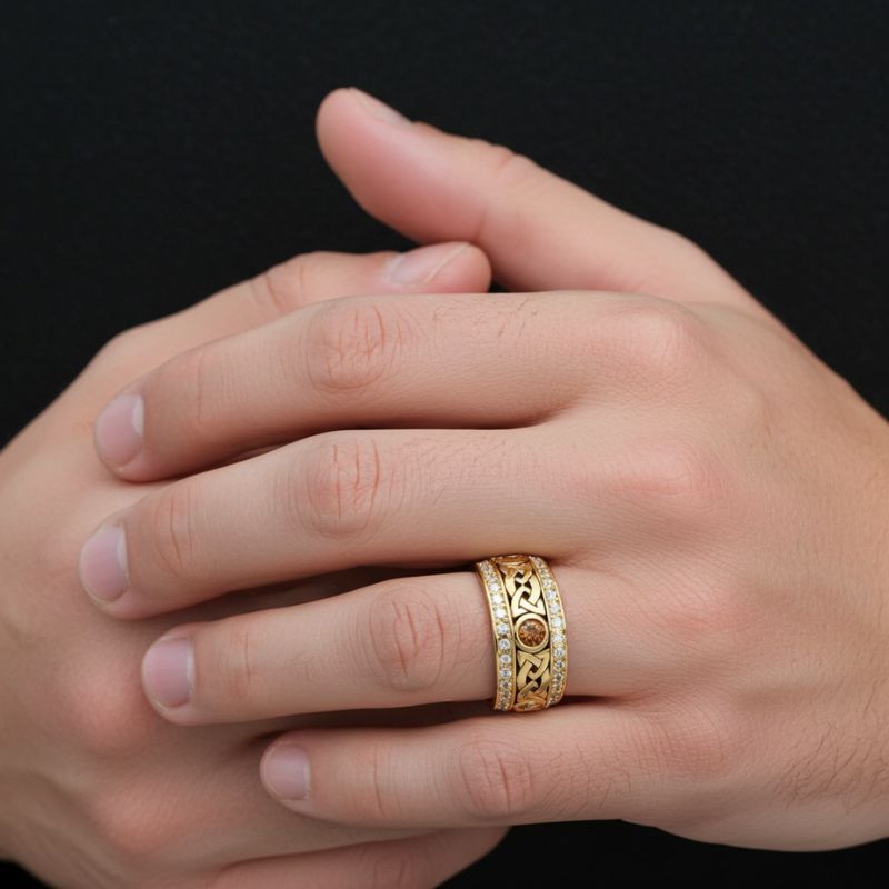 Sotiya Vintage Celtic Knot Round Cut Coffee Unisex Eternity Ring Sterling Silver